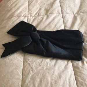 Black satin clutch with bow